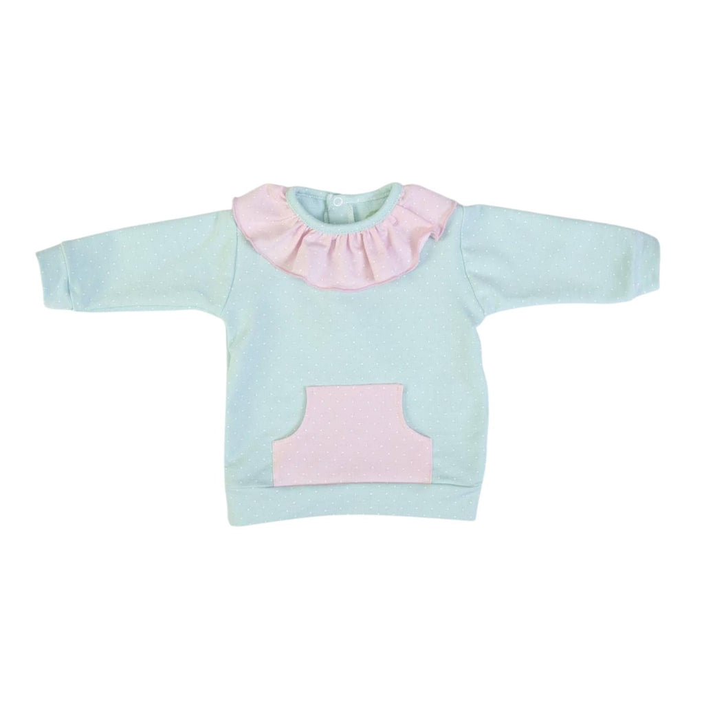 FS BABY FS Baby - Mint & Pink Polkadot Ruffled Jog Set - Adorababy.co.uk