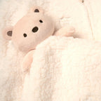 Rock A Bye Baby Unisex Borg Pramsuit & Bear Comforter Set – Cream