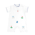 SAMMY + NAT White Pima Cotton Golf Embroidered Summer Romper - AdoraBaby.co.uk