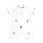 SAMMY + NAT White Pima Cotton Golf Embroidered Summer Romper - AdoraBaby.co.uk