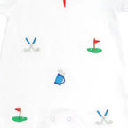 SAMMY + NAT White Pima Cotton Golf Embroidered Summer Romper - AdoraBaby.co.uk