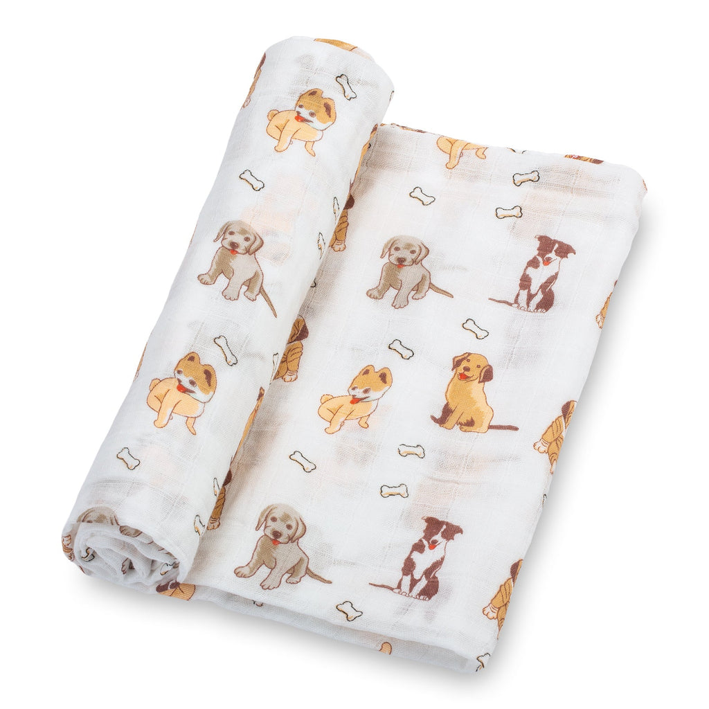 Lollybanks 'Woof Woof' Muslin Cotton Baby Swaddle Blanket