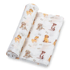 Lollybanks 'Woof Woof' Muslin Cotton Baby Swaddle Blanket