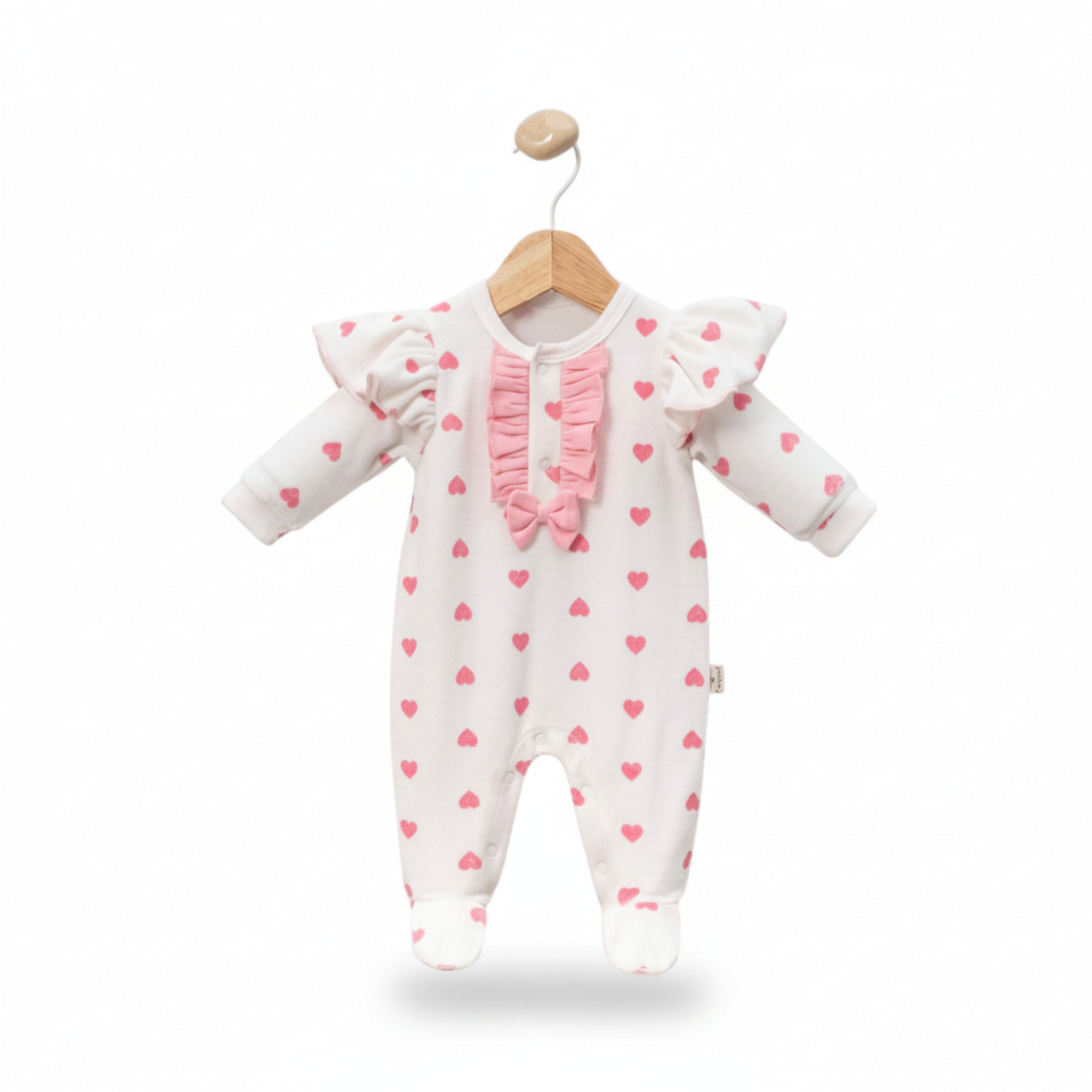 Baby Girls Pink Heart Velour All in One