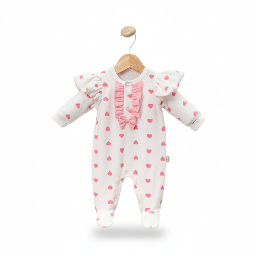 Baby Girls Pink Heart Velour All in One