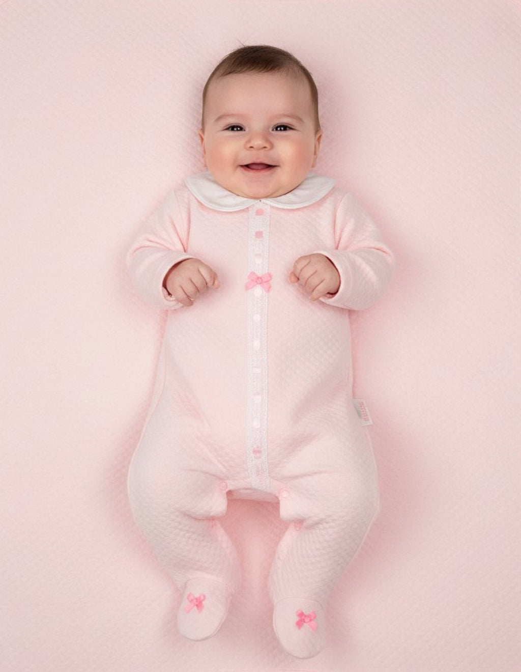 pink baby girls ribbon & lace romper - Adorababy.co.uk