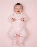 pink baby girls ribbon & lace romper - Adorababy.co.uk