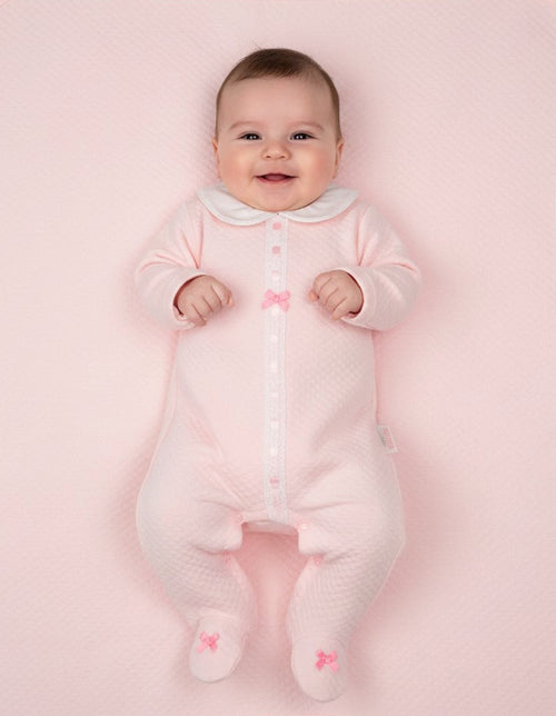 pink baby girls ribbon & lace romper - Adorababy.co.uk
