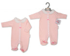 pink baby girls ribbon & lace romper - Adorababy.co.uk