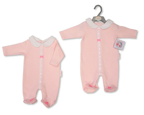 pink baby girls ribbon & lace romper - Adorababy.co.uk