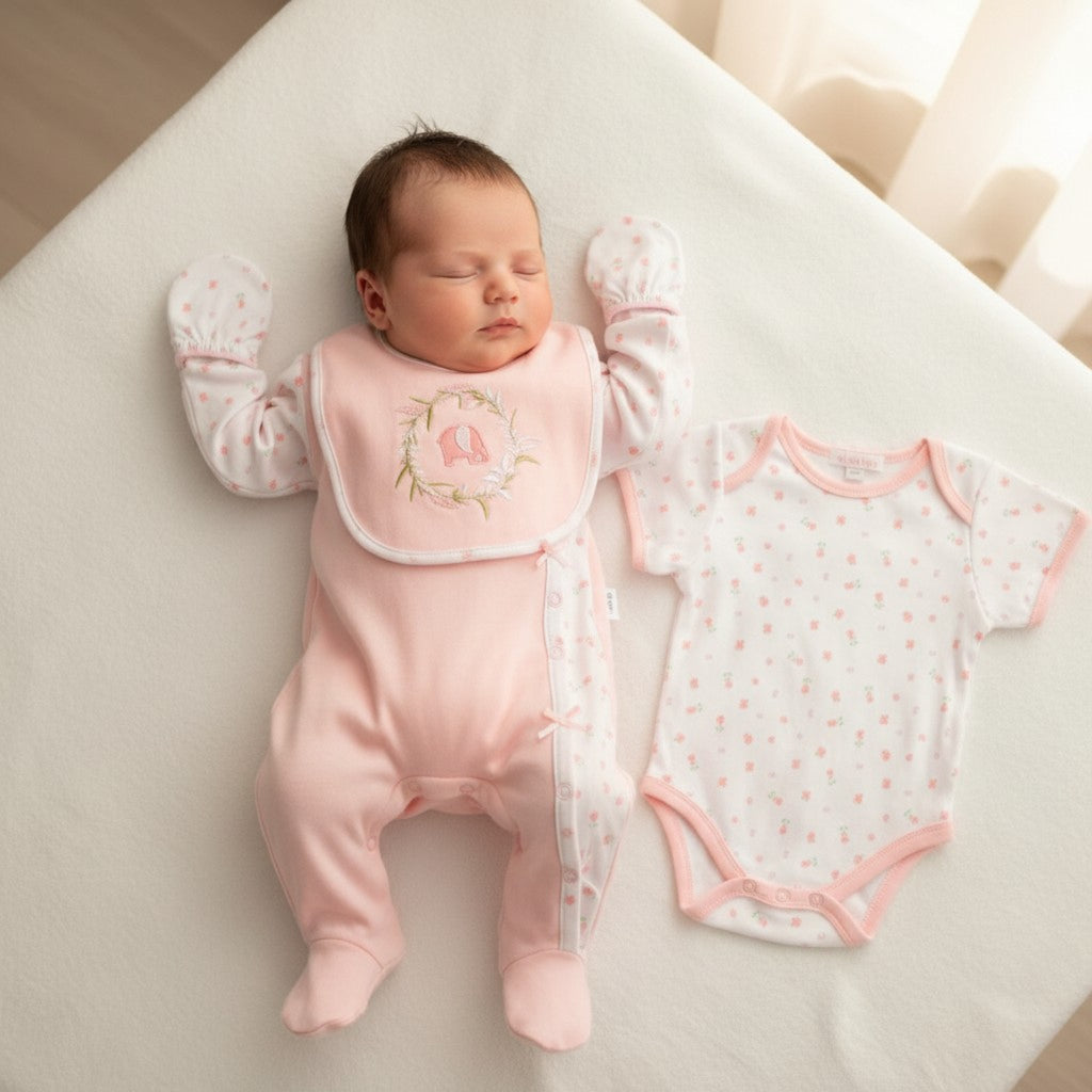 Adorable Pink Elephant 4-Piece Newborn Gift Set
