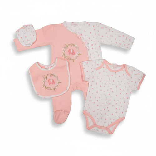 Adorable Pink Elephant 4-Piece Newborn Gift Set