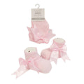 NURSERY TIME Baby Girls Pink Socks with Satin Ribbon Bow - The Baby Place