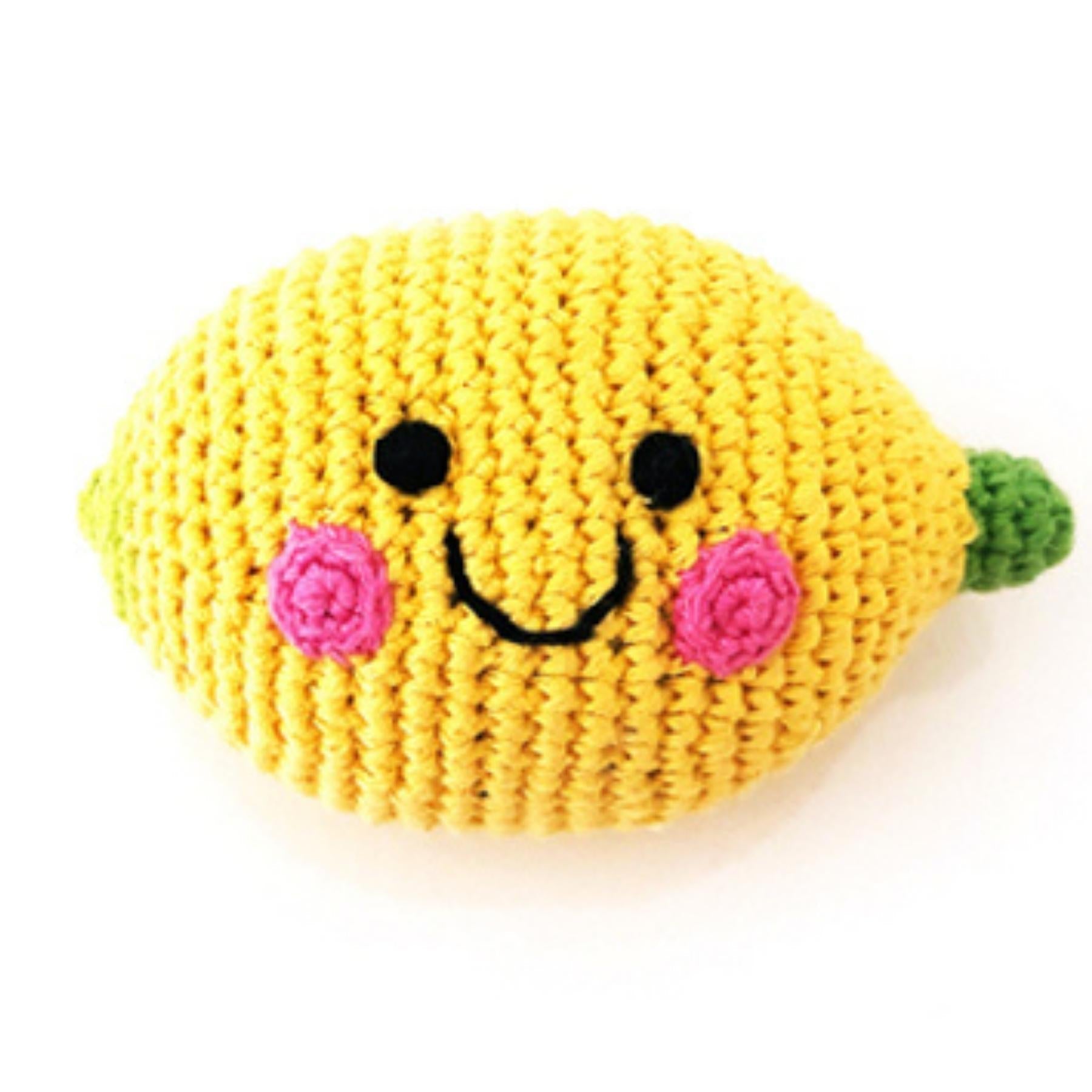 PEBBLE Friendly Fruit Crochet Cotton Little Lemon Baby Rattle - The Baby Place