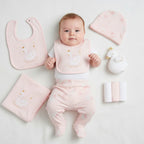 Baby Girls Pink & White Swan Princess 10 Piece Layette Gift Set