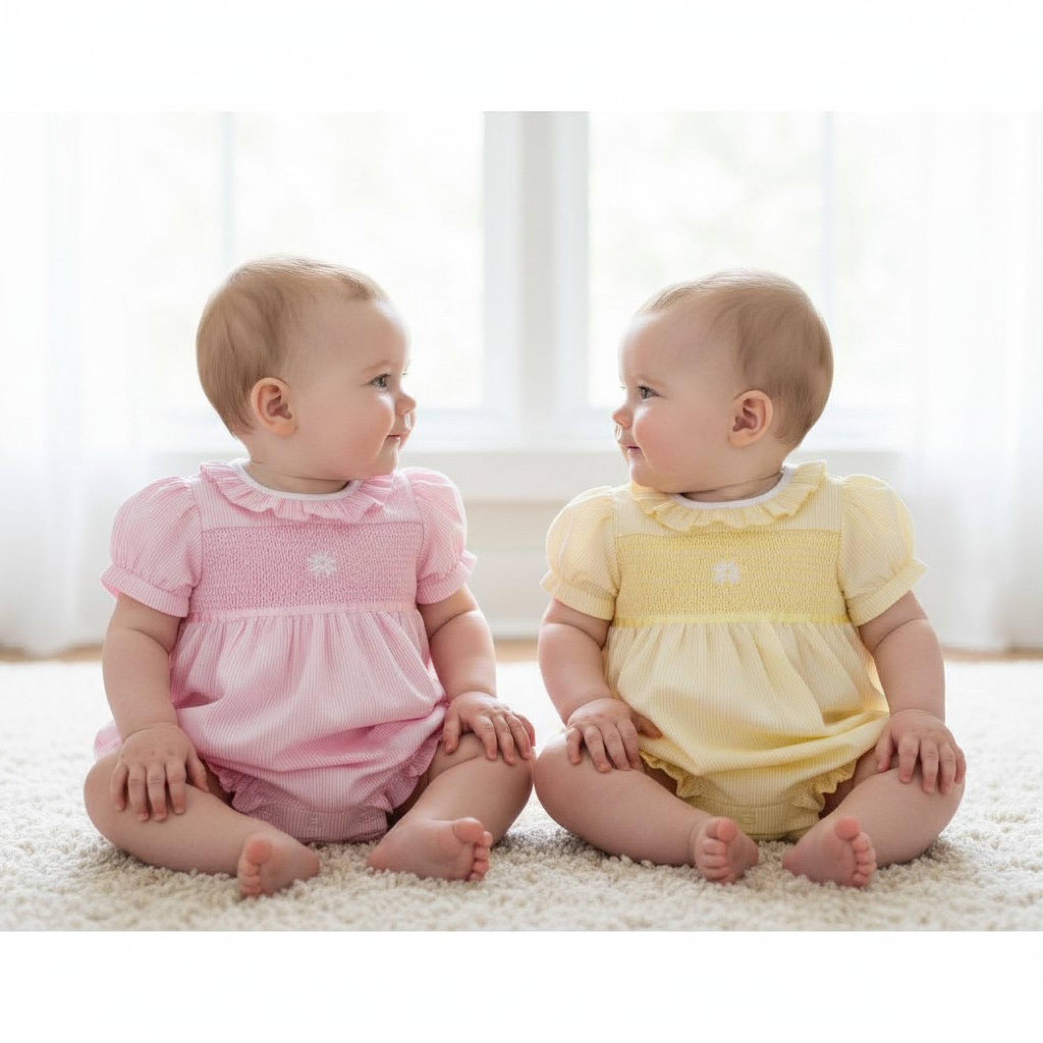 Rockabye Baby Smocked Ruffle Daisy Romper