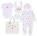 Super Sweet Cherries Design 5 Piece Baby Layette Gift Set