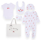 Super Sweet Cherries Design 5 Piece Baby Layette Gift Set