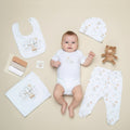 White Cotton 10 Piece Little Bear Baby Layette Gift Set