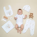 White Cotton 10 Piece Little Bear Baby Layette Gift Set