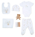White Cotton 10 Piece Little Bear Baby Layette Gift Set - Adorababy.co.uk