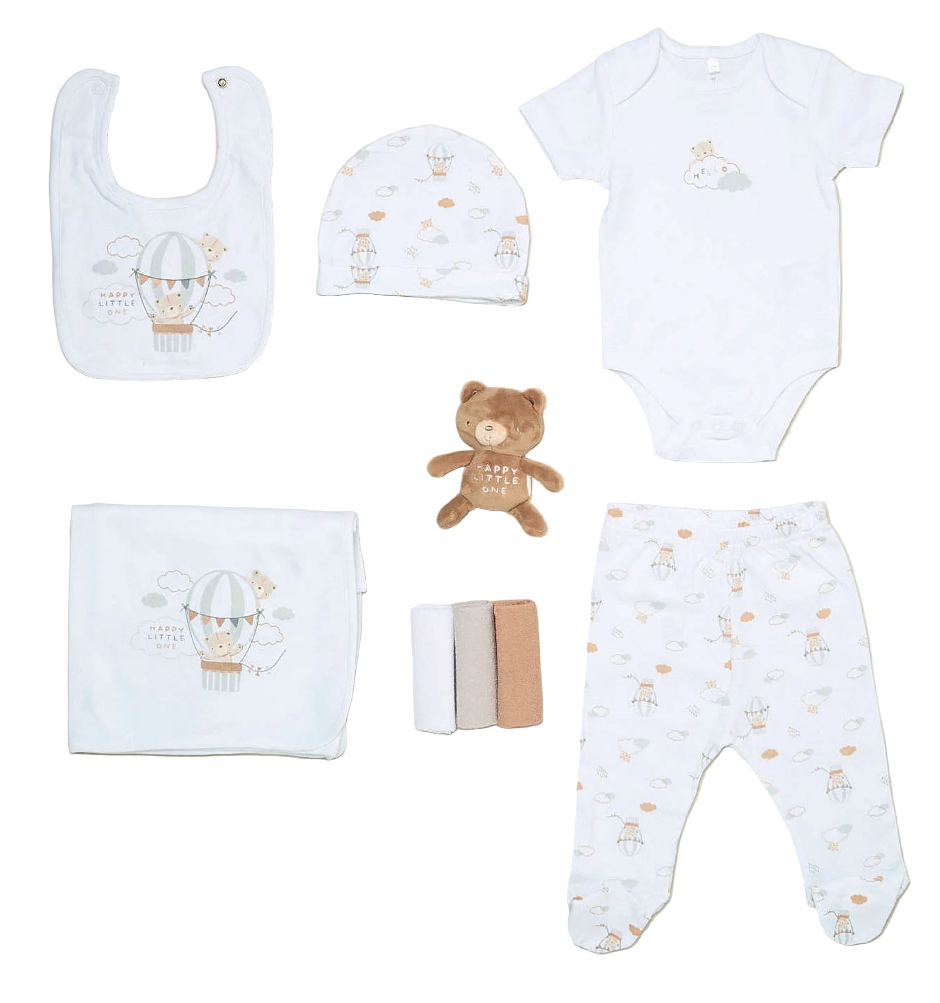 White Cotton 10 Piece Little Bear Baby Layette Gift Set - Adorababy.co.uk