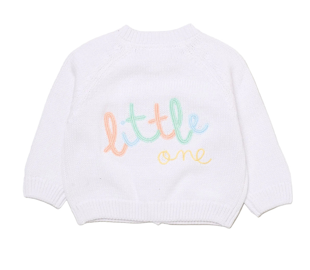 White knitted cotton Baby Cardigan - Adorababy.co.uk