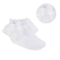 SOFT TOUCH Baby Girls White & White Bow Organza Lace Bow Socks - The Baby Place