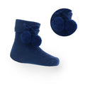 SOFT TOUCH Navy Blue Pom Pom Baby Socks - Adorababy.co.uk