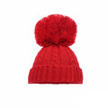 SOFT TOUCH Red Elegance Luxury Cable Knit Pom Pom Hat - The Baby Place