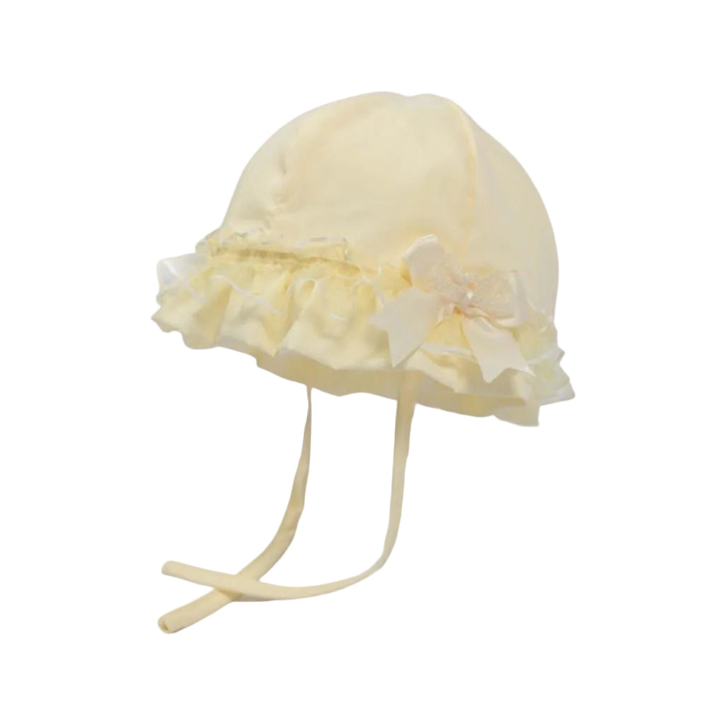 SOFT TOUCH Lemon Baby Sun Hat with Lace Trim & Bow - AdoraBaby.co.uk