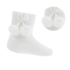 SOFT TOUCH White Pom Pom Baby Socks - Adoraaby.co.uk