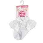 Baby Girls White & White Bow Organza Lace Bow Socks