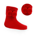SOFT TOUCH Red Pom Pom Baby Socks - adorababy