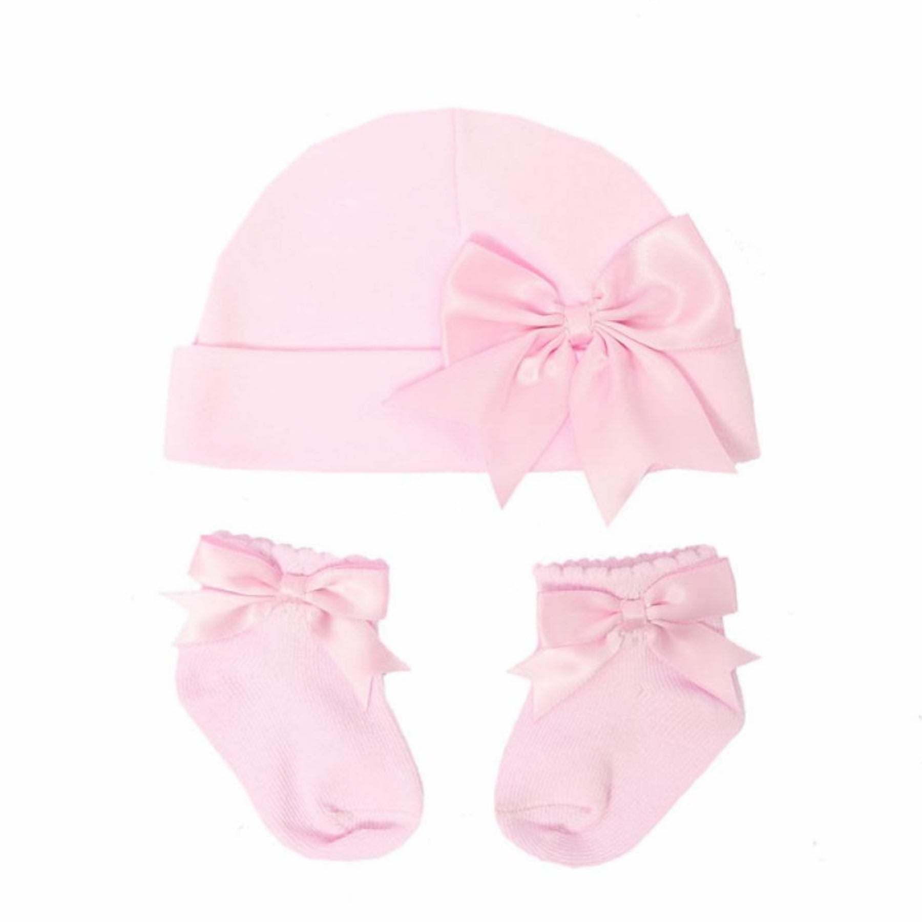 SOFT TOUCH Baby Girls Pink Bow Hat & Socks Gift Set - AdoraBaby