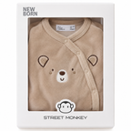 Baby Bear Beige Velour Romper