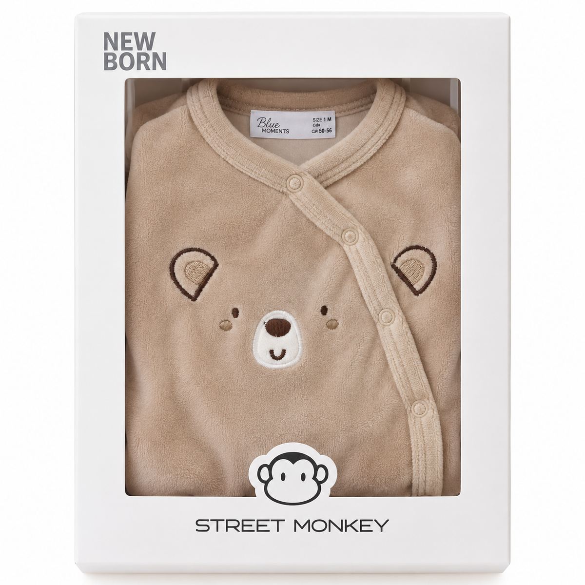 Baby Bear Beige Velour Romper