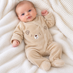 Baby Bear Beige Velour Romper