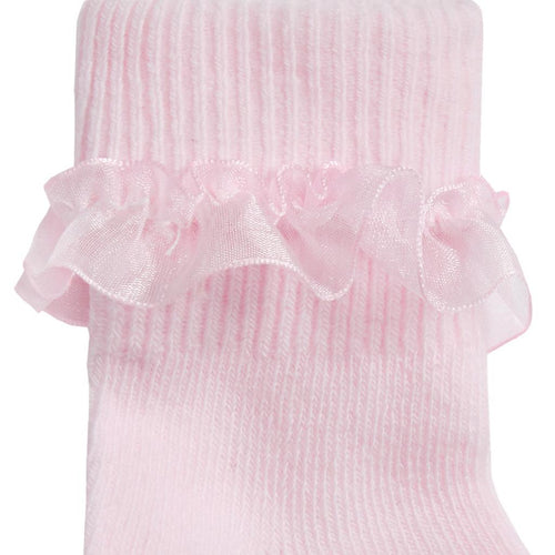 SOFT TOUCH Baby Girls 3 Pairs of Pink Lace Trim Ankle Socks - The Baby Place