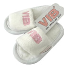 VIB (Very Important Baby) VIB - Baby Girls White & Pink Cotton Velour Spa Sliders - Adorababy.co.uk