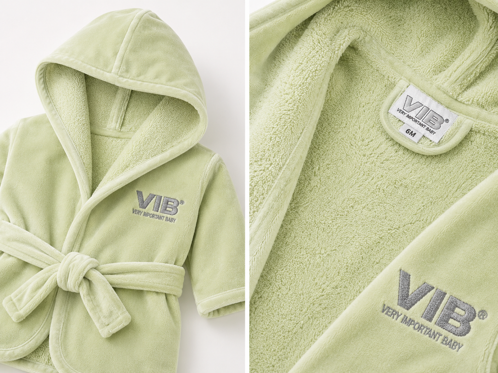 Very Important Baby Mint Bathrobe, Bib & Slippers Gift Set