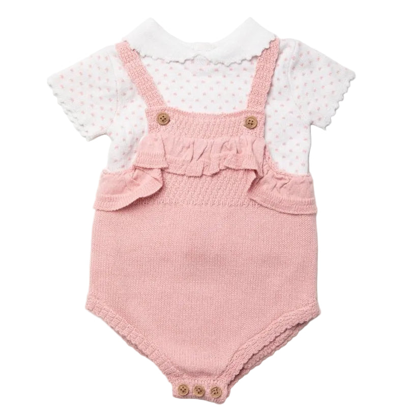 pink & white knitted baby set Adorababy.co.uk