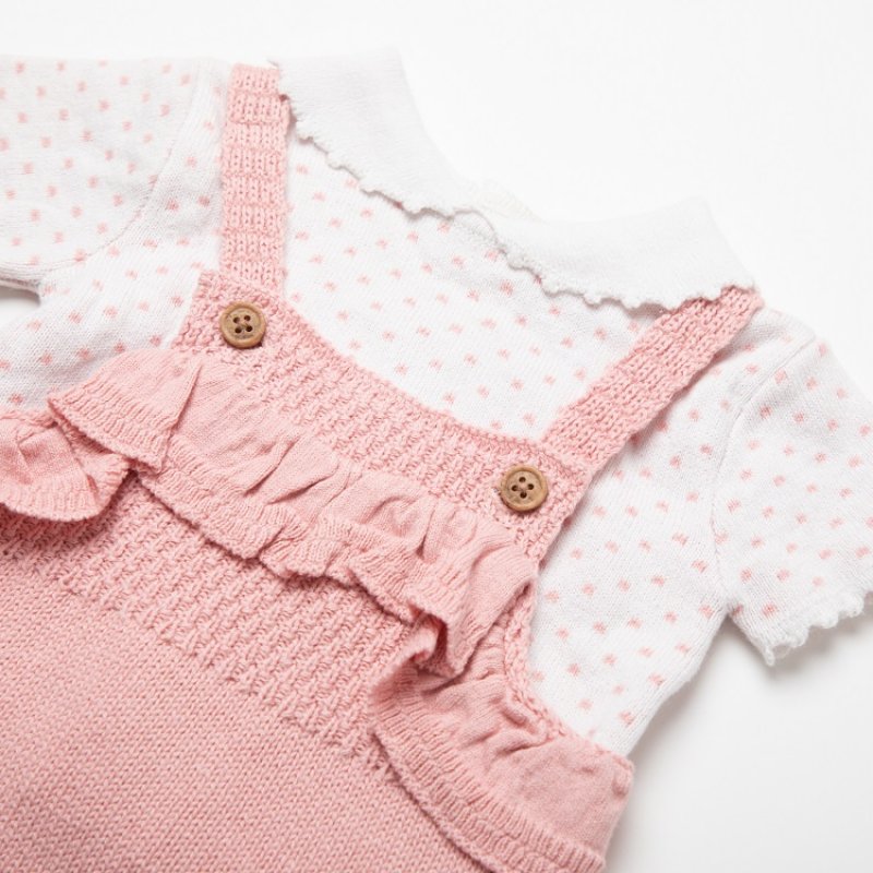 pink & white knitted baby set Adorababy.co.uk