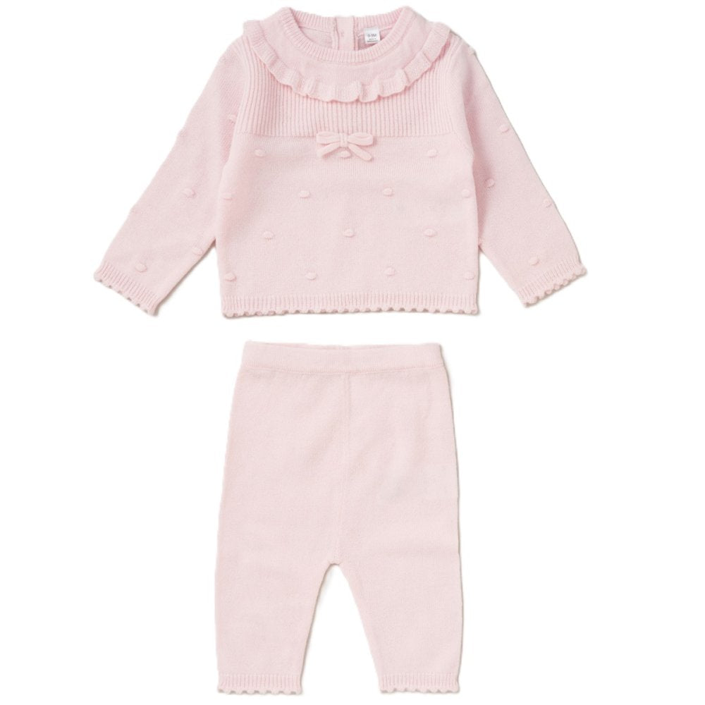 Baby Girls Pink Bobble Knitted 2 Piece Set
