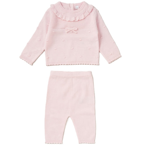 Baby Girls Pink Bobble Knitted 2 Piece Set