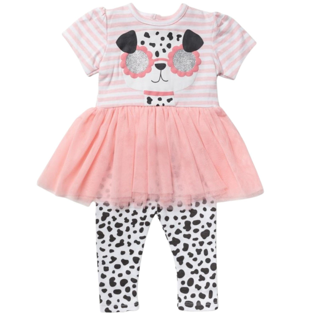 LILY & JACK Baby Girls Pink Dalmation Doggie Tutu Dress & Leggings Set - The Baby Place
