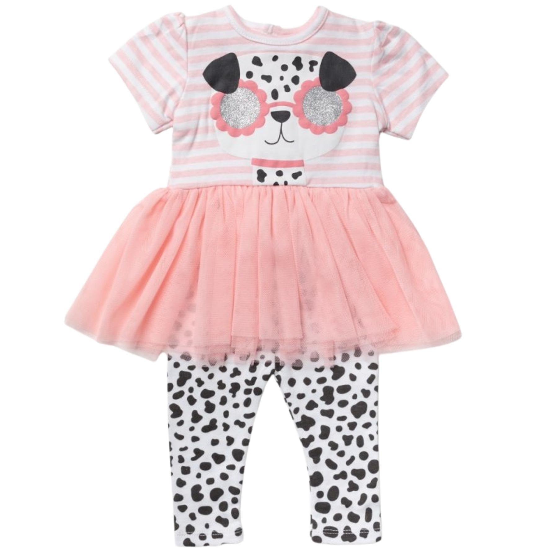 LILY & JACK Baby Girls Pink Dalmation Doggie Tutu Dress & Leggings Set - The Baby Place