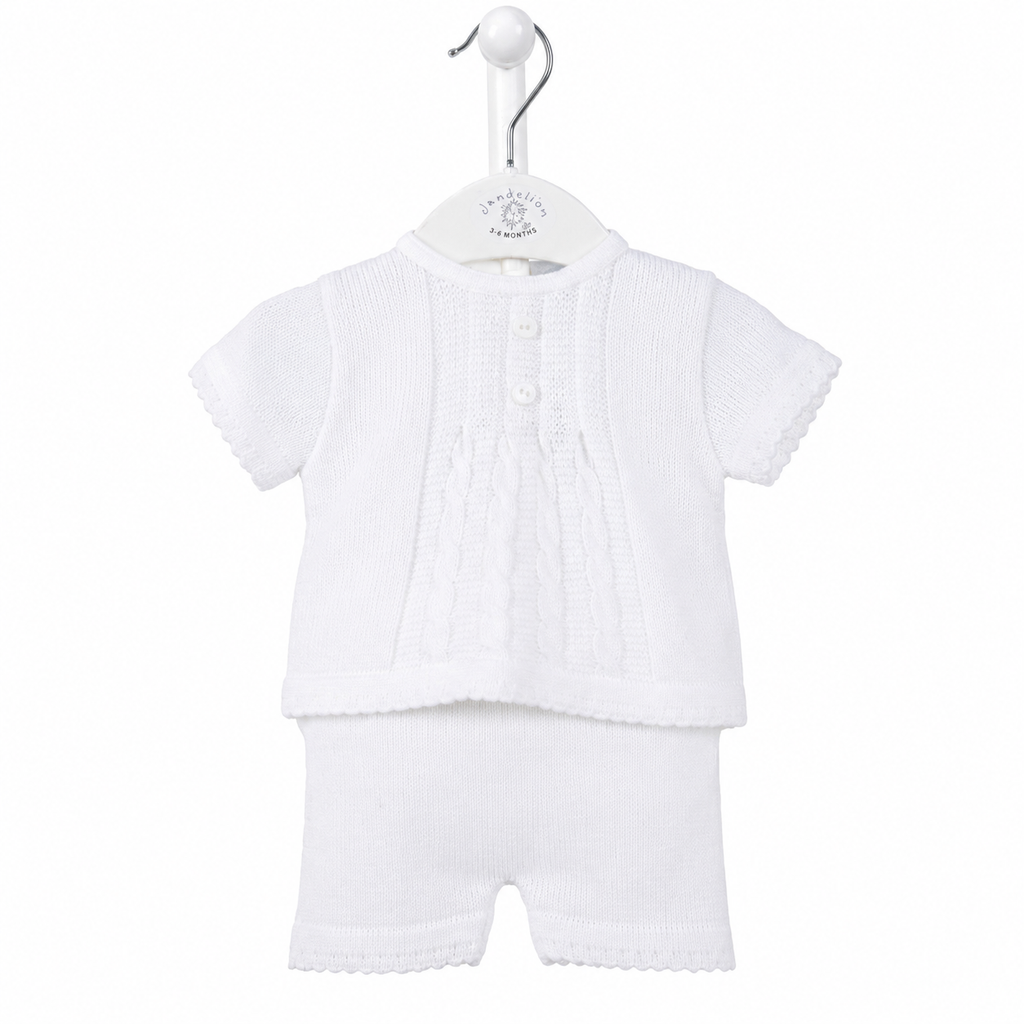 Dandelion Baby White Cable Knit Top & Shorts Set