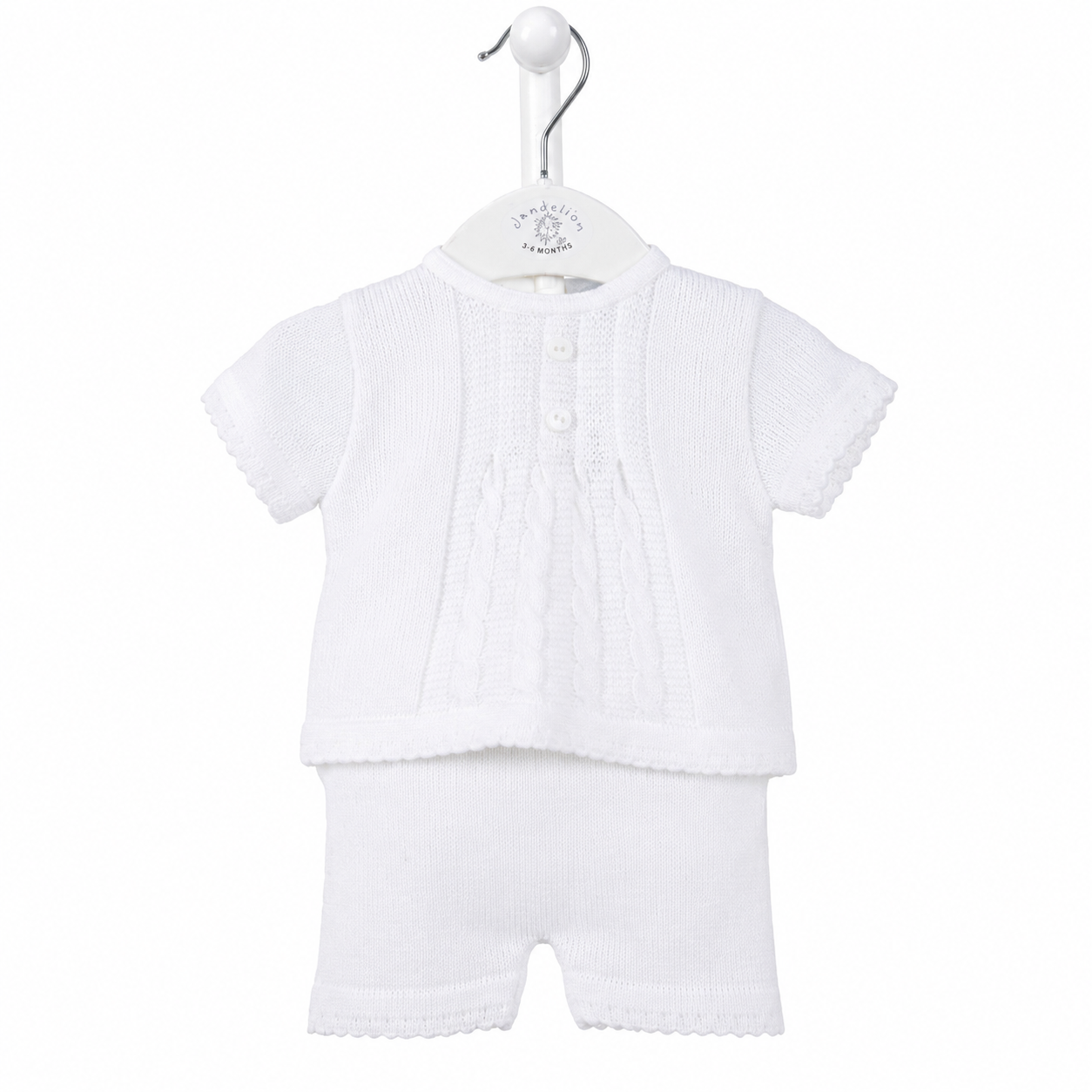 Dandelion Baby White Cable Knit Top & Shorts Set