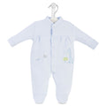 Baby blue onesie with embroidered design on a white background Adorababy.co.uk